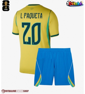 Brazílie Lucas Paqueta #20 Domácí dres komplet pro Děti MS 2026 Krátkým Rukávem (+ Krátké kalhoty)